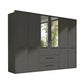 Kairns 300cm Graphite 6 Door Hinged Wardrobe with Central Drawers