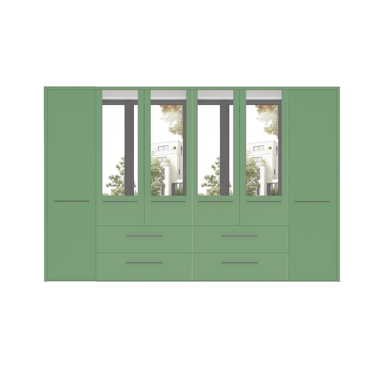 Kairns 300cm Graphite 6 Door Hinged Wardrobe with Drawers