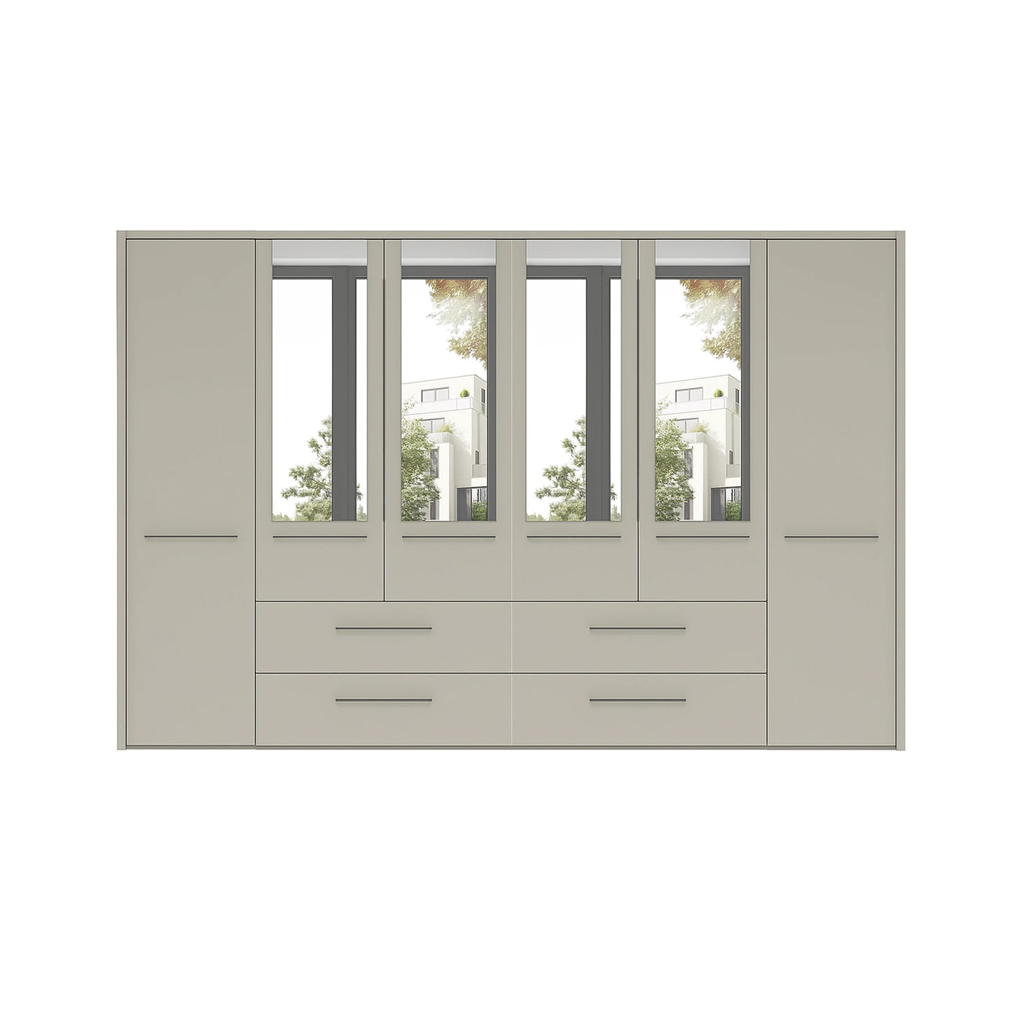 Kairns 300cm Graphite 6 Door Hinged Wardrobe with Drawers