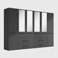 Kairns 300cm Graphite 6 Door Hinged Wardrobe with Drawers