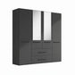 Kairns 200cm Graphite 4 Door Hinged Wardrobe with Drawers