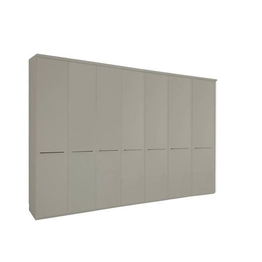 Kairns 350cm Pebble Grey 7 Door Hinged Wardrobe with Cornice 
