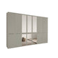 Kairns 350cm Pebble Grey 7 Door Hinged Wardrobe with Cornice - With Mirror