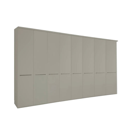 Kairns 400cm Pebble Grey 8 Door Hinged Wardrobe with Cornice