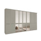 Kairns 400cm Pebble Grey 8 Door Hinged Wardrobe with Cornice - With Mirror
