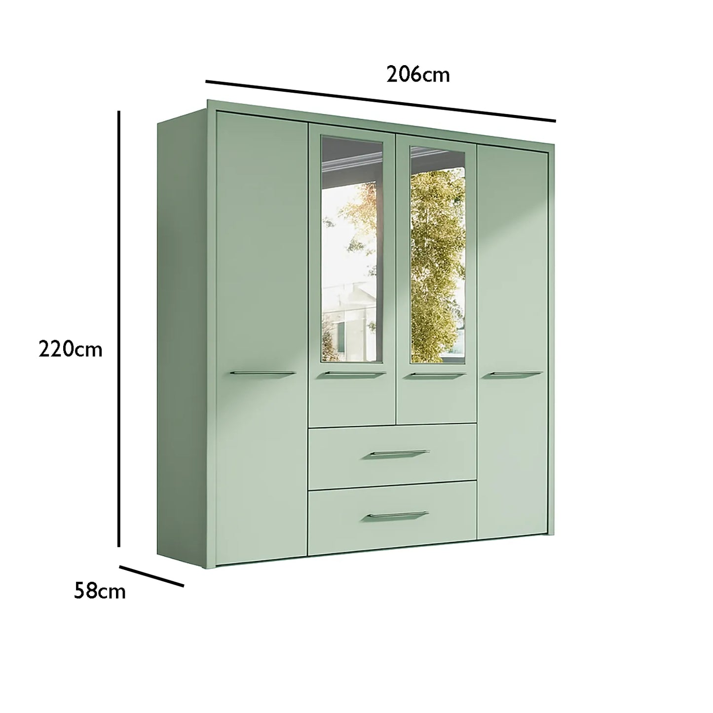 Kairns 200cm Graphite 4 Door Hinged Wardrobe with Drawers