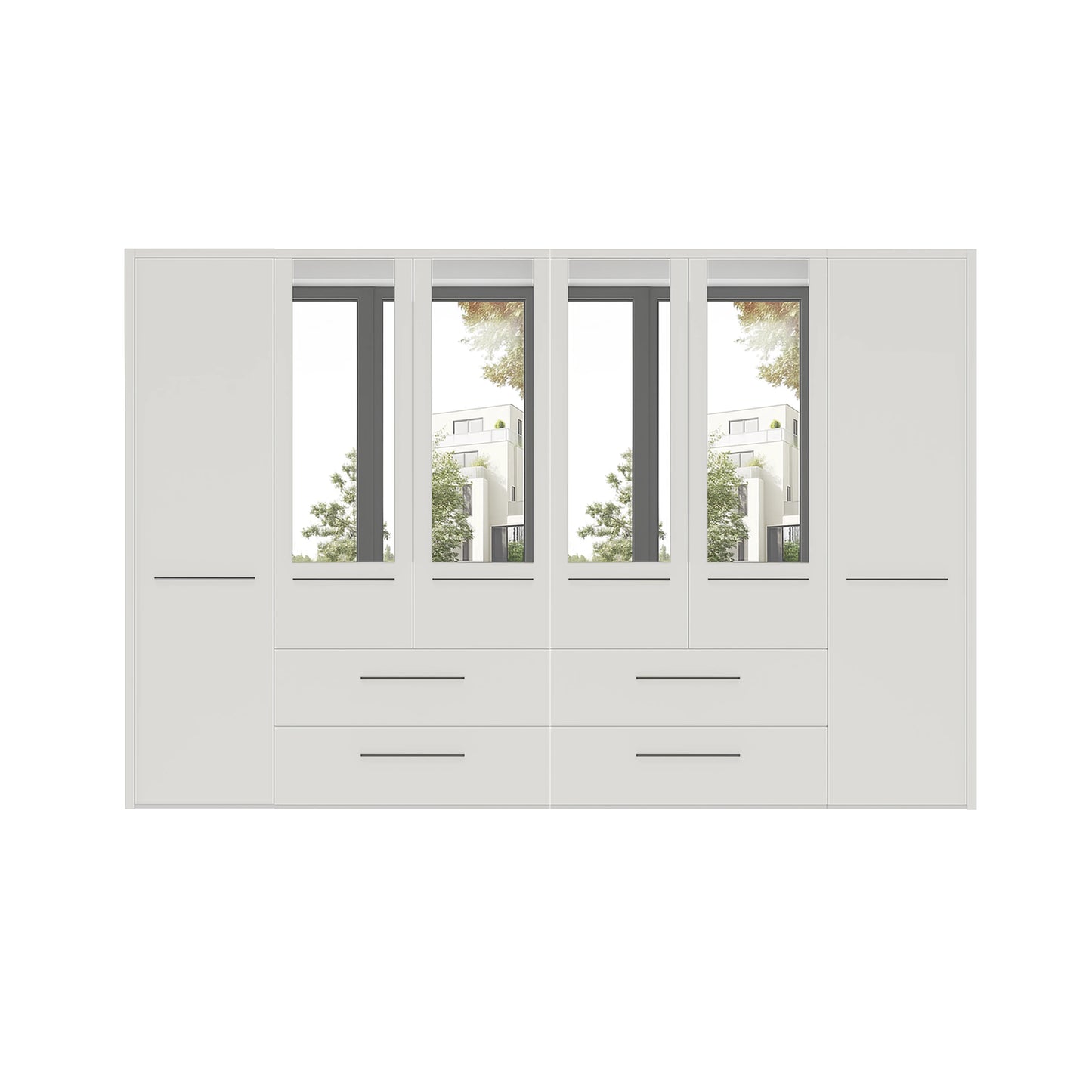 Kairns 300cm Graphite 6 Door Hinged Wardrobe with Drawers