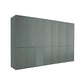 Kairns 350cm Sage Green 7 Door Hinged Wardrobe with Cornice 