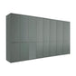 Kairns 400cm Sage Green 8 Door Hinged Wardrobe with Cornice