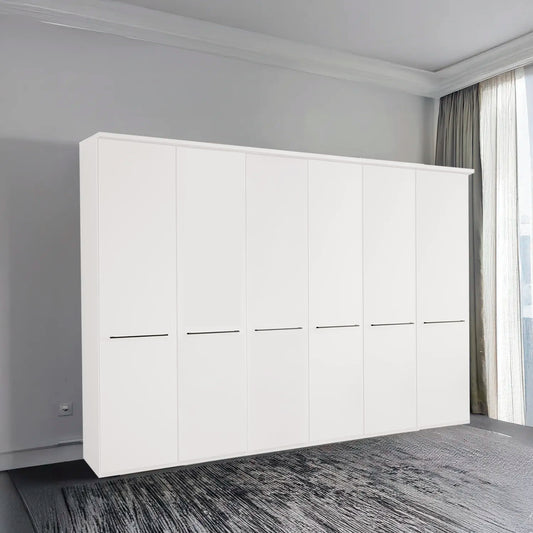 Kairns White 6 Door Hinged Wardrobe (W300cm) - Styled in Bedroom