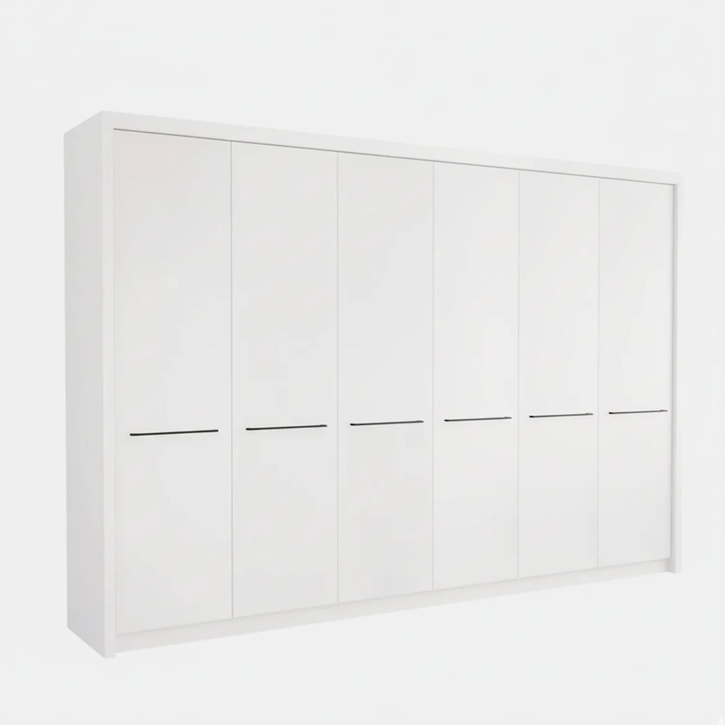 Kairns 300cm White 6 Door Hinged Wardrobe with Cornice