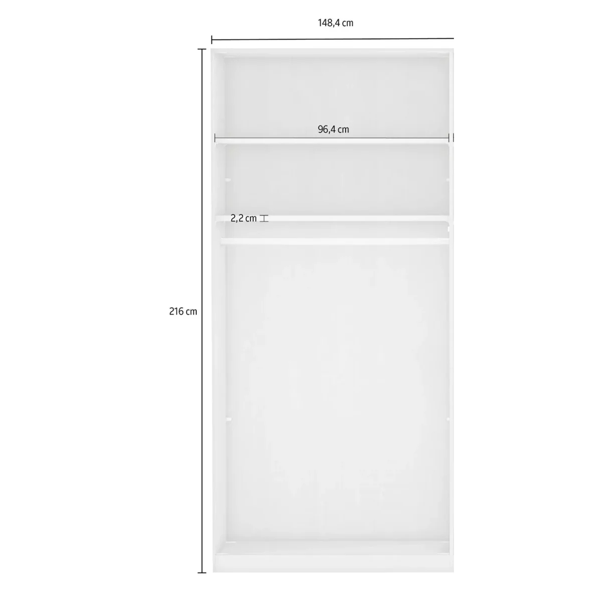 Kempton 2 Door Hinged Wardrobe with Right Door Mirror 