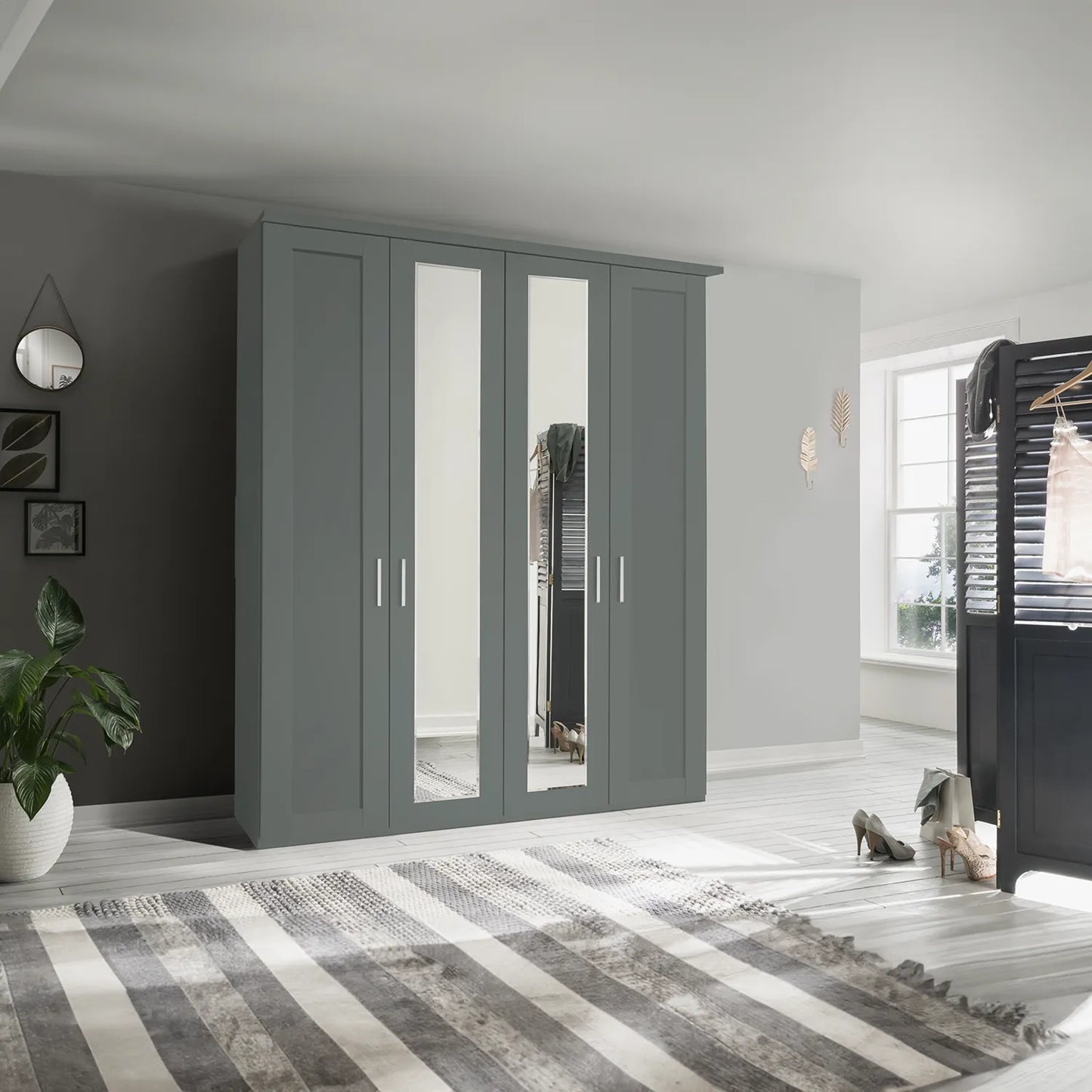 Kempton Sage Green 4 Door Hinged Wardrobe 