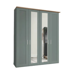 Kempton Sage Green 4 Door Hinged Wardrobe 