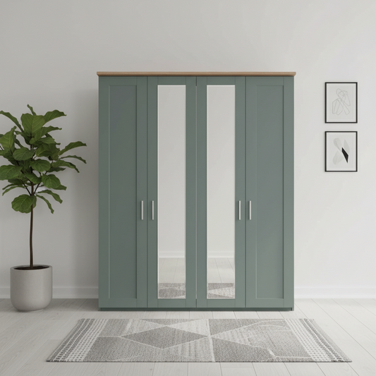 Kempton Sage Green 4 Door Hinged Wardrobe