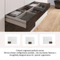 Wooden drawer with compartments on a wooden floor, with text indicating storage organization.