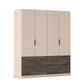 Kodi Champagne 4 Door Wardrobe with 6 Drawers – W181cm - Side Closeup View
