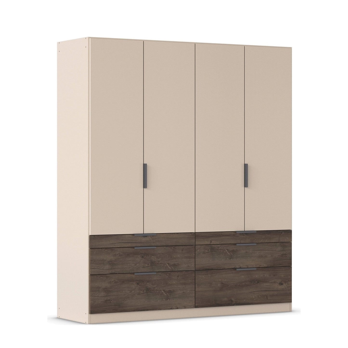 Kodi Champagne 4 Door Wardrobe with 6 Drawers – W181cm - Side Closeup View