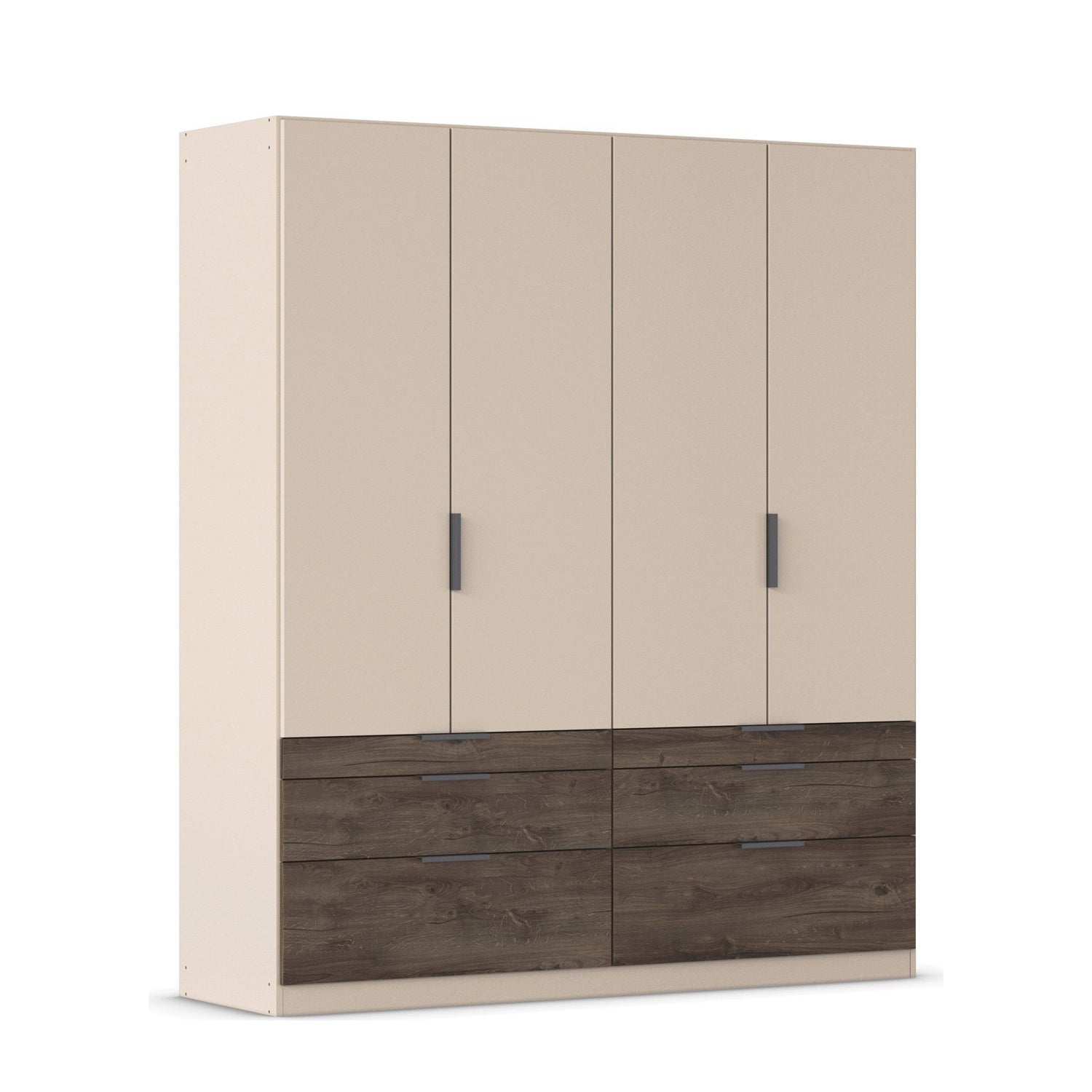 Kodi Champagne 4 Door Wardrobe with 6 Drawers – W181cm - Side Closeup View