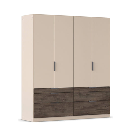 Kodi Champagne 4 Door Wardrobe with 6 Drawers – W181cm - Side Closeup View