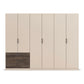 Kodi Champagne 6 Door Wardrobe with 3 Drawers – W271cm - Front Closeup View