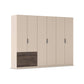 Kodi Champagne 6 Door Wardrobe with 3 Drawers – W271cm - Side Closeup View