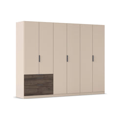 Kodi Champagne 6 Door Wardrobe with 3 Drawers – W271cm - Side Closeup View