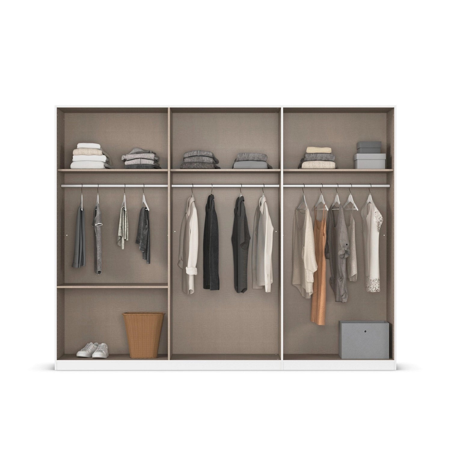 Kodi Champagne 6 Door Wardrobe with 3 Drawers – W271cm - Interior Styled in Bedroom - Closeup View