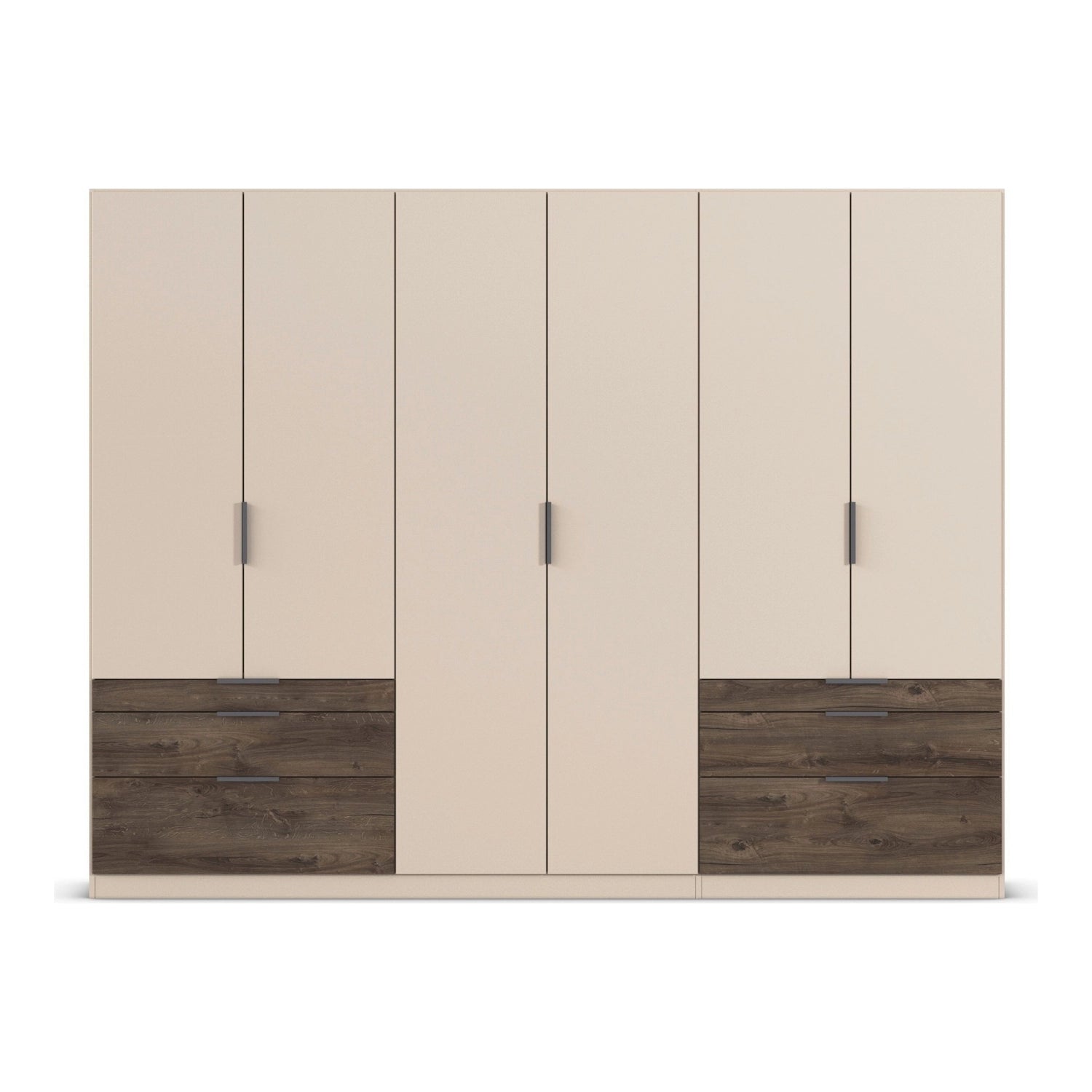 Kodi Champagne 6 Door Wardrobe with 6 Drawers – W271cm - Front Closeup View