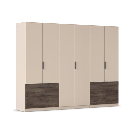 Kodi Champagne 6 Door Wardrobe with 6 Drawers – W271cm - Side Closeup View
