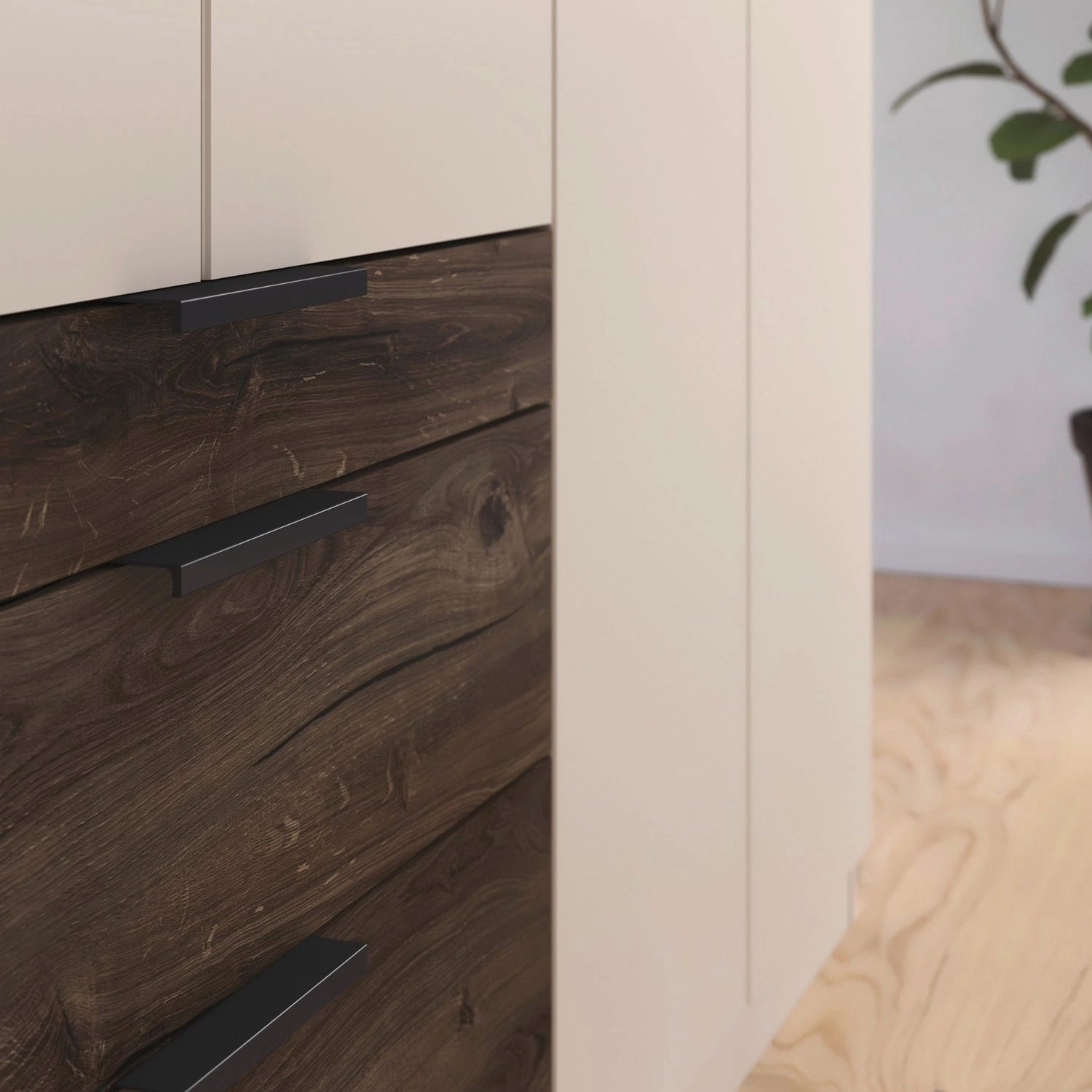 Kodi Champagne 6 Door Wardrobe with 6 Drawers – W271cm - Drawers With Handle Closeup View