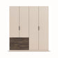 Kodi Champagne 4 Door Wardrobe with 3 Drawers – W181cm - Front Closeup View
