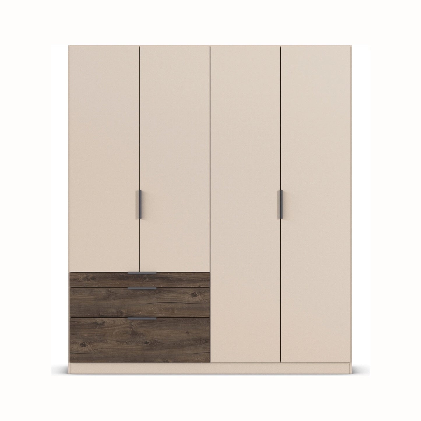 Kodi Champagne 4 Door Wardrobe with 3 Drawers – W181cm - Front Closeup View