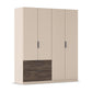 Kodi Champagne 4 Door Wardrobe with 3 Drawers – W181cm - Side Closeup View
