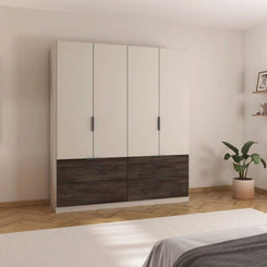 Kodi Champagne 4 Door Wardrobe with 6 Drawers - Styled in a Bedroom