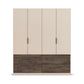 Kodi Champagne 4 Door Wardrobe with 6 Drawers - Front View