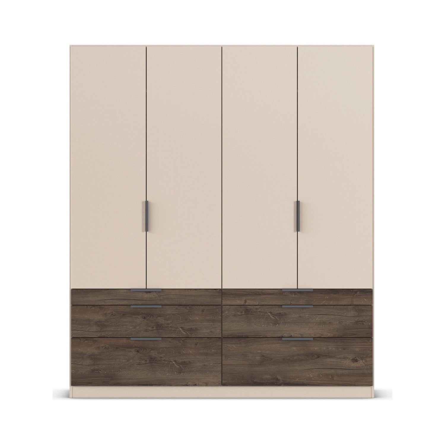Kodi Champagne 4 Door Wardrobe with 6 Drawers - Front View