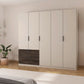 Kodi Champagne 5 Door Wardrobe with 3 Drawers – W226cm - Styled in a Bedroom
