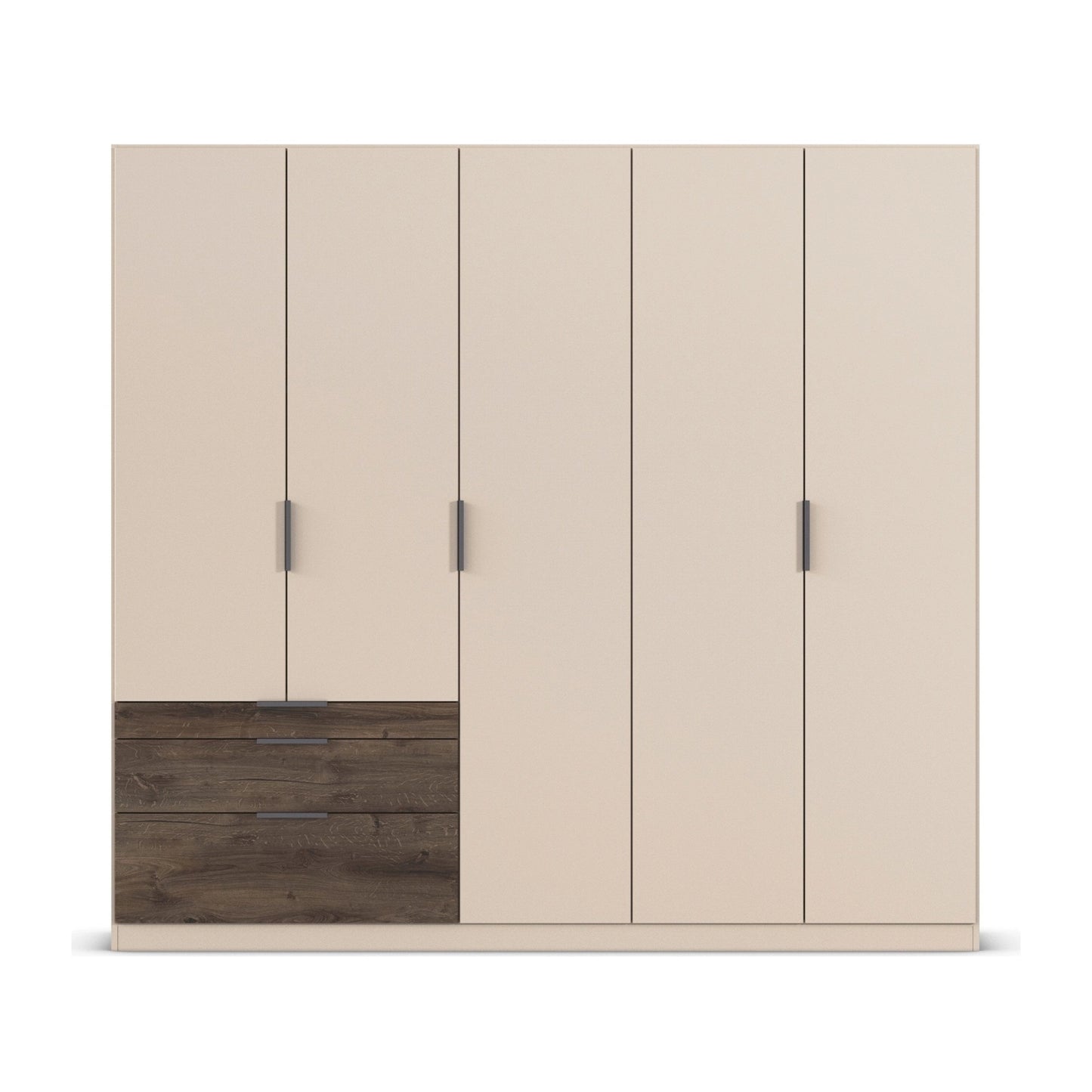 Kodi Champagne 5 Door Wardrobe with 3 Drawers – W226cm - Front Closeup View