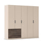 Kodi Champagne 5 Door Wardrobe with 3 Drawers – W226cm - Side Closeup View