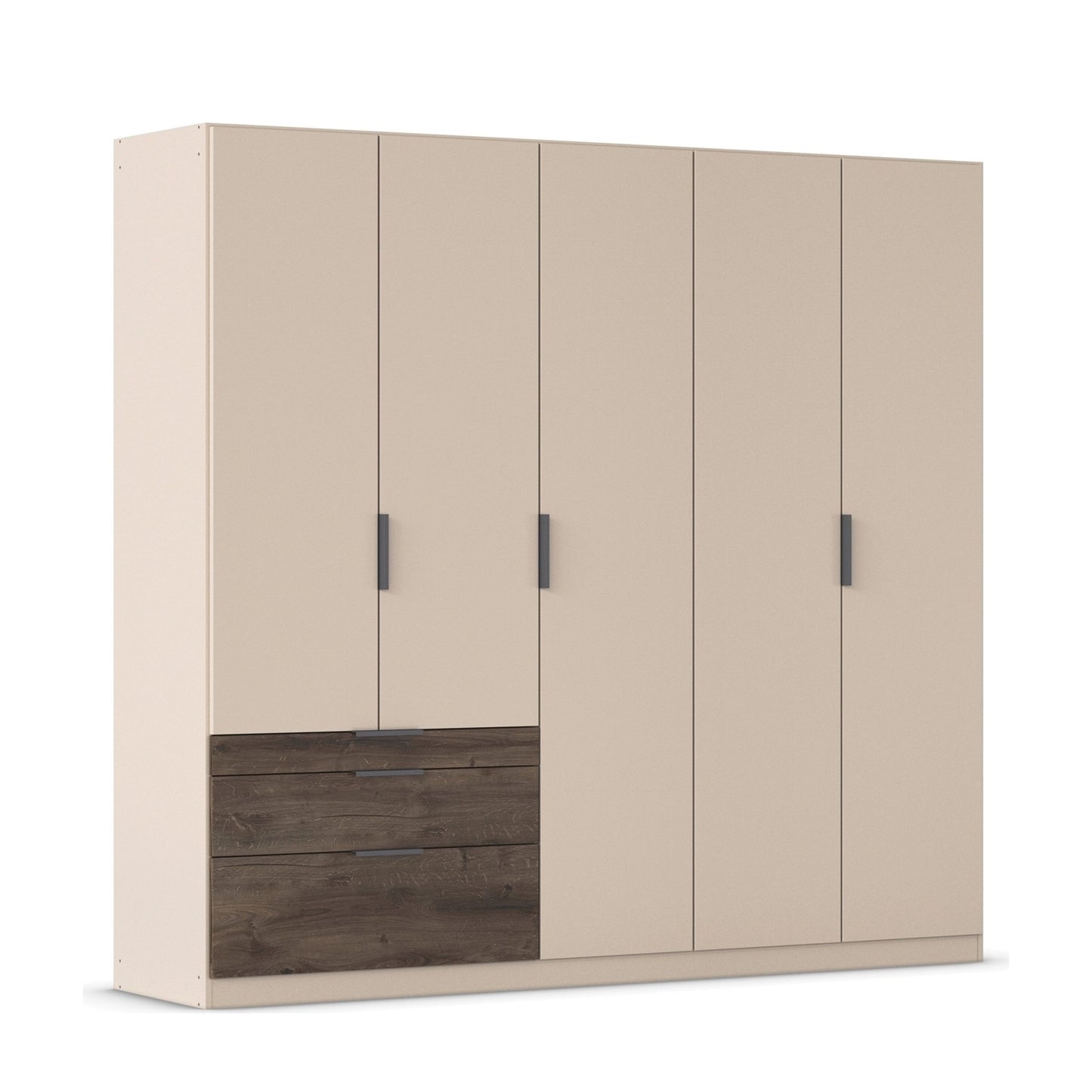 Kodi Champagne 5 Door Wardrobe with 3 Drawers – W226cm - Side Closeup View