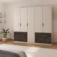 Kodi Champagne 5 Door Wardrobe with 6 Drawers – W226cm - Styled in a Bedroom