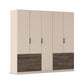 Kodi Champagne 5 Door Wardrobe with 6 Drawers – W226cm - Side Closeup View