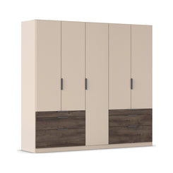 Kodi Champagne 5 Door Wardrobe with 6 Drawers – W226cm - Side Closeup View