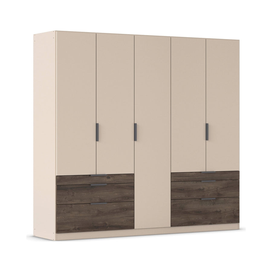 Kodi Champagne 5 Door Wardrobe with 6 Drawers – W226cm