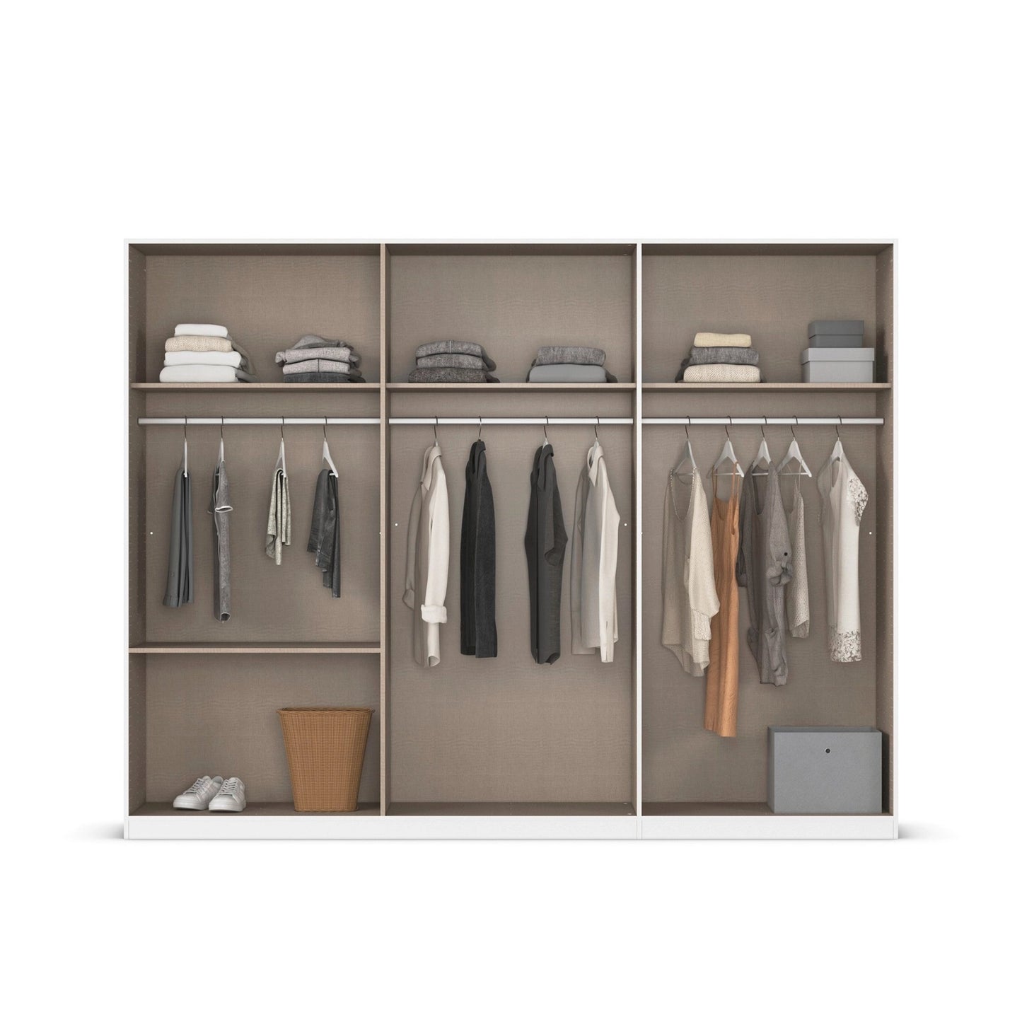 Rauch Kodi Champagne 6 Door Wardrobe with 3 Drawers – W271cm - Interior Styled in Bedroom - Closeup View