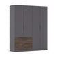 Kodi Graphite 4 Door Wardrobe with 3 Drawers – W181cm