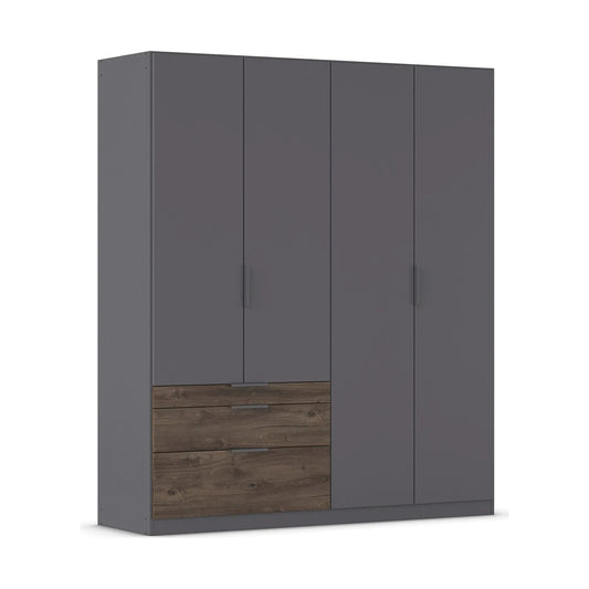 Kodi Graphite 4 Door Wardrobe with 3 Drawers – W181cm