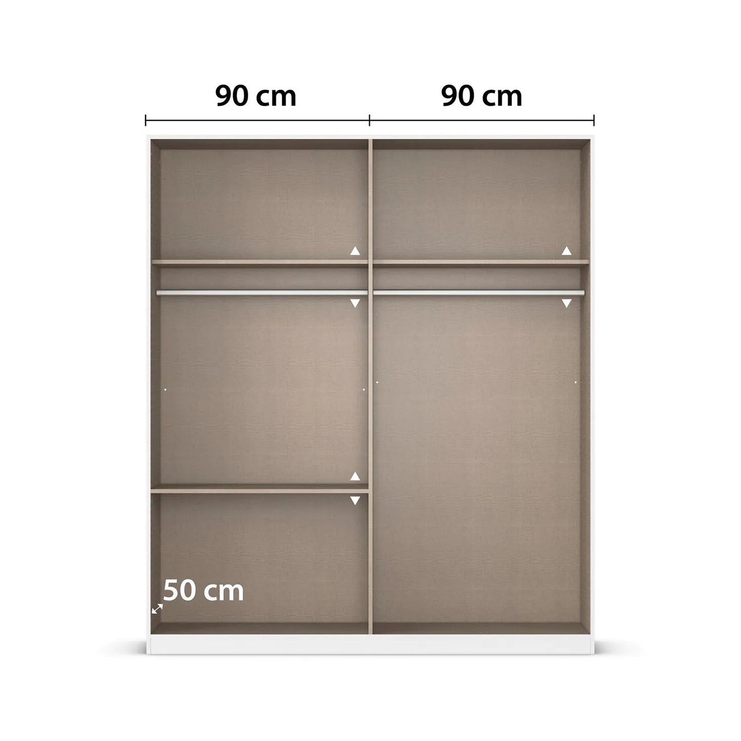 Wardrobe with dimensions labeled on a white background