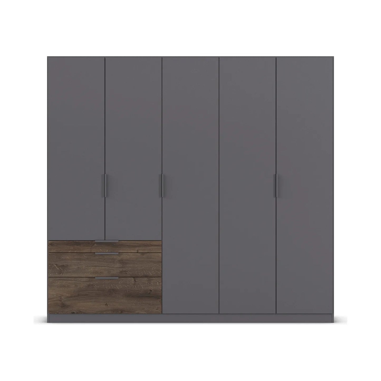 Rauch Kodi Graphite 5 Door Wardrobe with 3 Drawers 